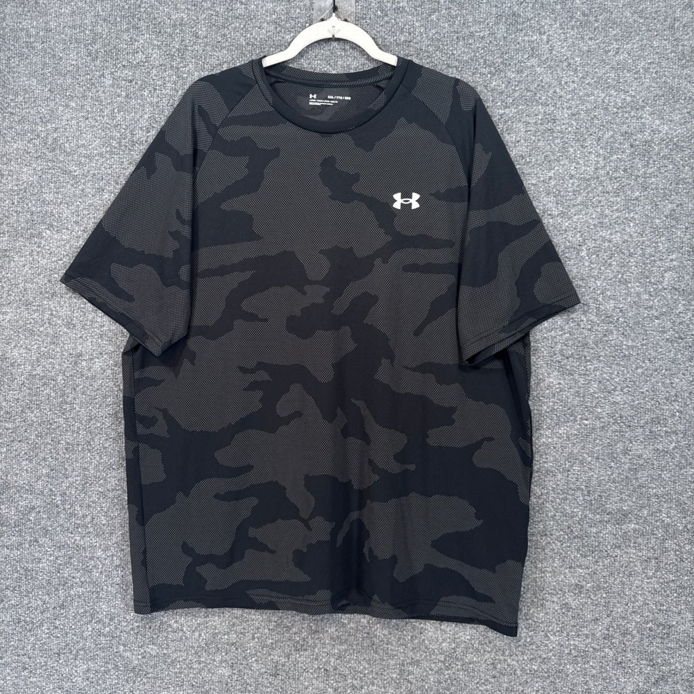 Under Armour Shirt Mens XXL Black Camo Short Sleeve Performance Athletic Tshirt